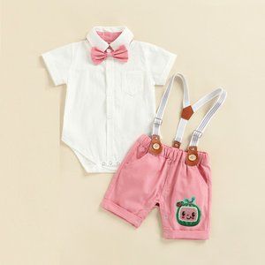 Cocomelon Boy Smash Cake First Second Birthday Outfit Clothes Suspenders
